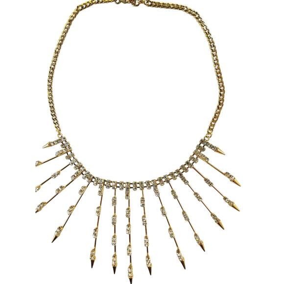 Arrow Gold-tone & Rhinestone Adjustable Necklace 16.5"- 19.5" Glamcore - Picture 5 of 8